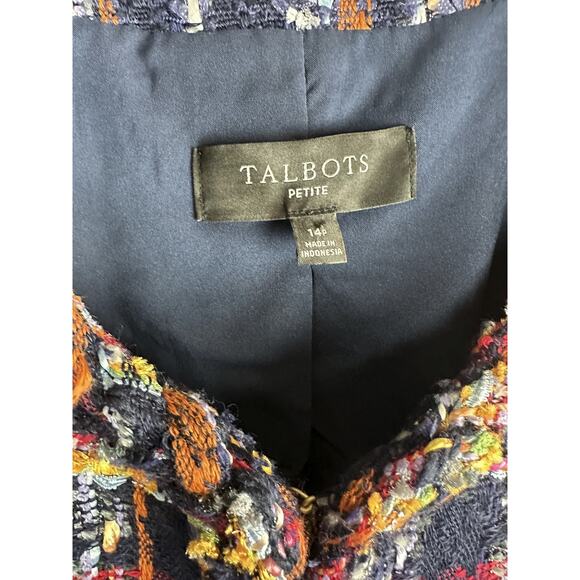 Talbots Tweed Jacket Sunflower Plaid Pockets Women's Size 14P 14 Petite Office - Picture 5 of 9
